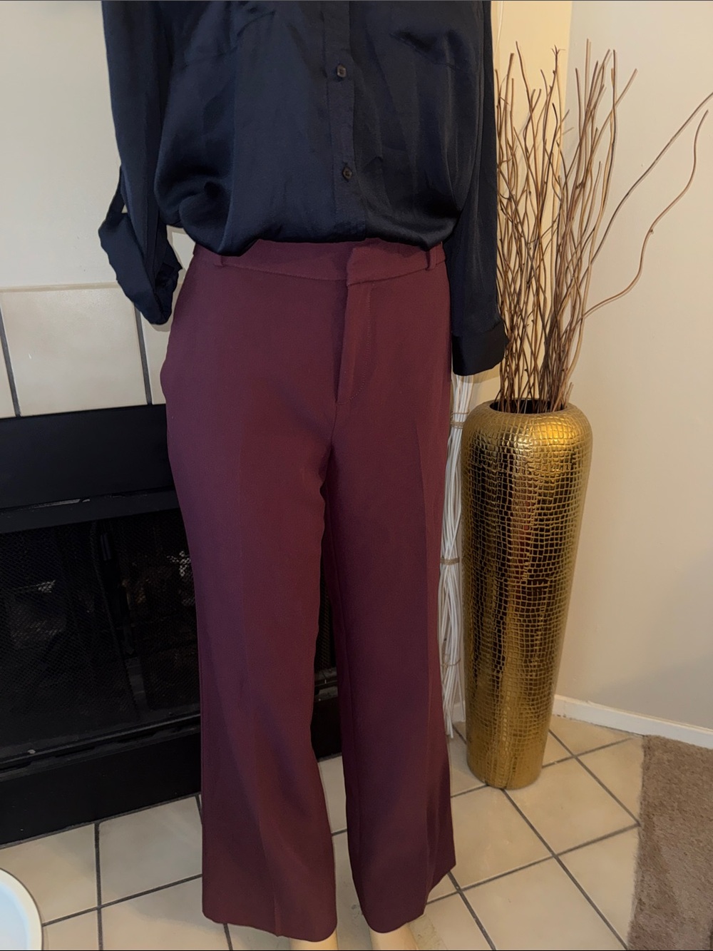 Banana Republic Wide-Leg Pants in Burgundy Plum
